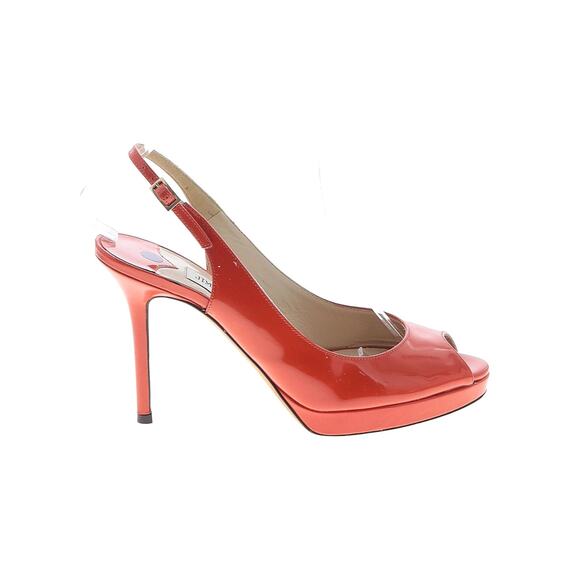 Jimmy Choo Orange Patent Leather Slingback Sandals Sz. 37.5